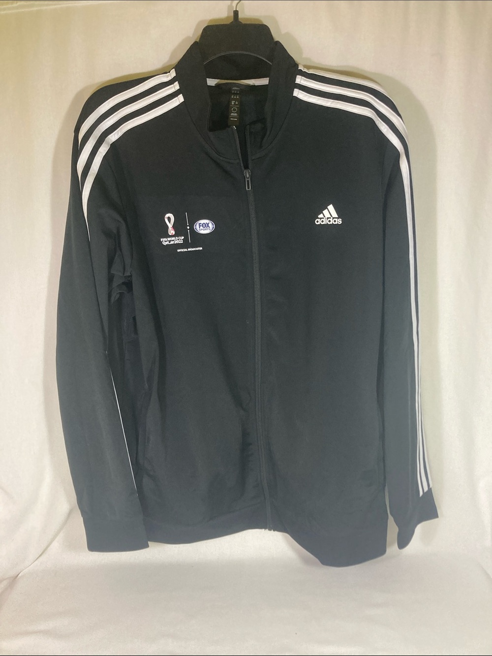 adidas Black Track Jacket with White Stripes
